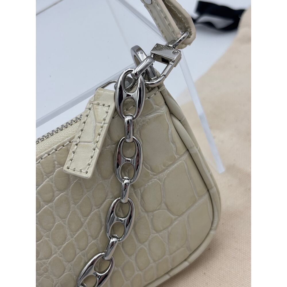by FAR Mini Rachel Shoulder Bag Cream Crocodile Embossed Leather Chain Strap - Picture 4 of 13